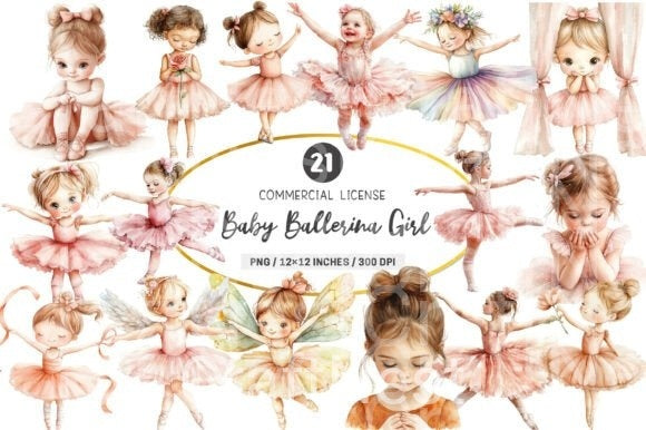 Baby Ballerina Girls Clipart Bundle - CraftNest - Digital Crafting and Art