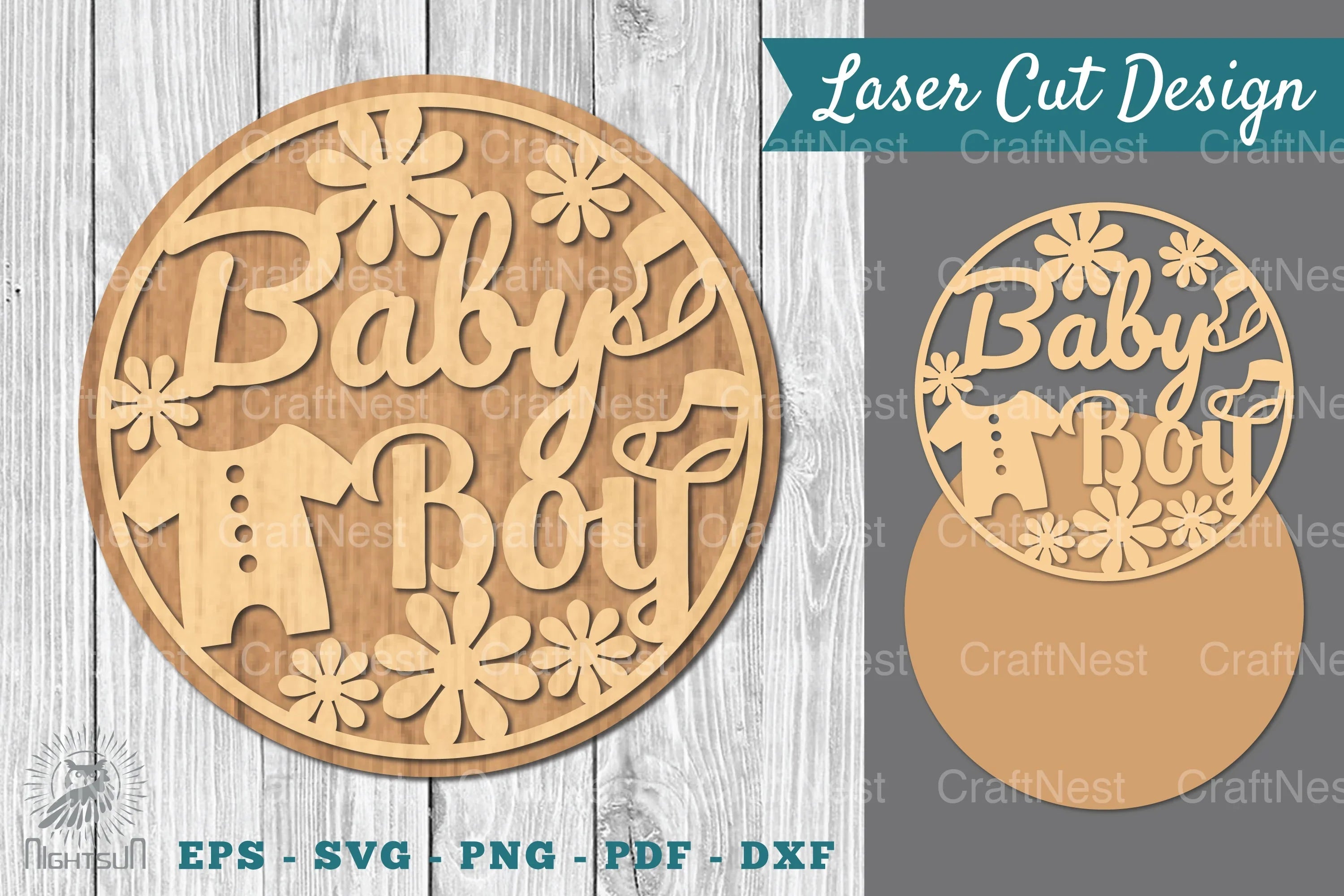 Baby Boy Laser Cut Sign SVG Bundle - CraftNest - Digital Crafting and Art