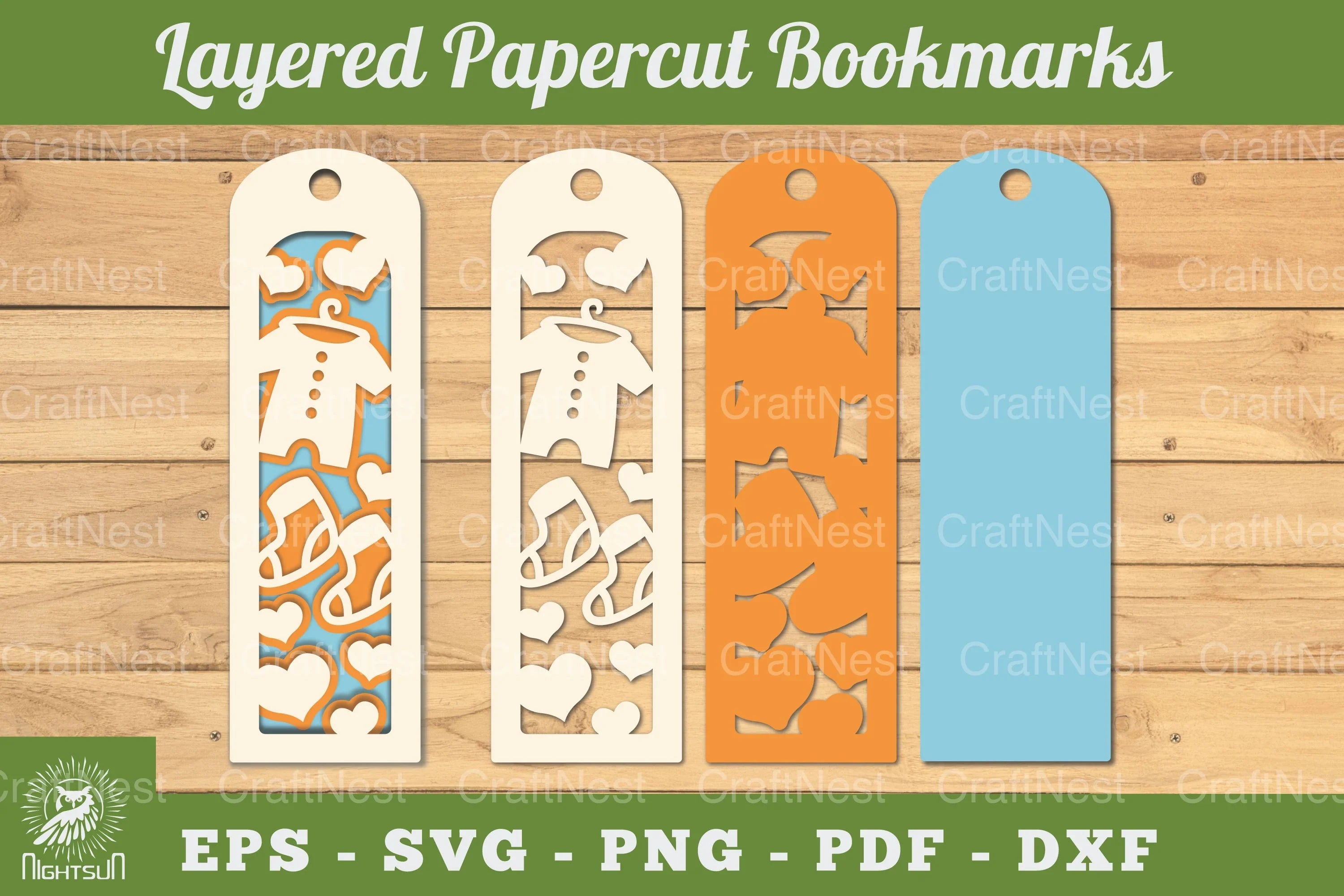Baby Boy Papercut Bookmark Clipart Bundle - CraftNest - Digital Crafting and Art