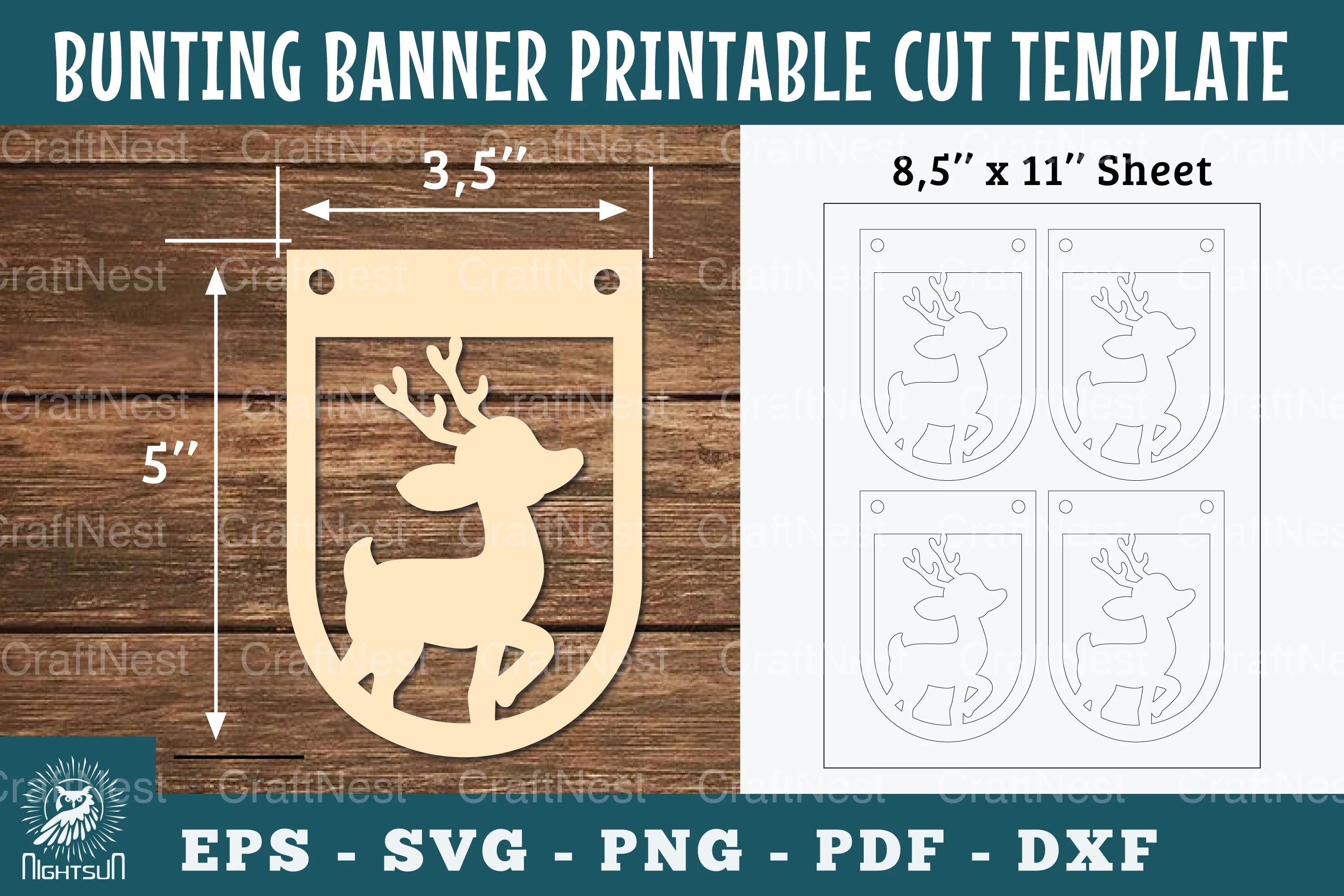 Baby Deer Bunting Banner Printable - Clipart Bundle - CraftNest - Digital Crafting and Art