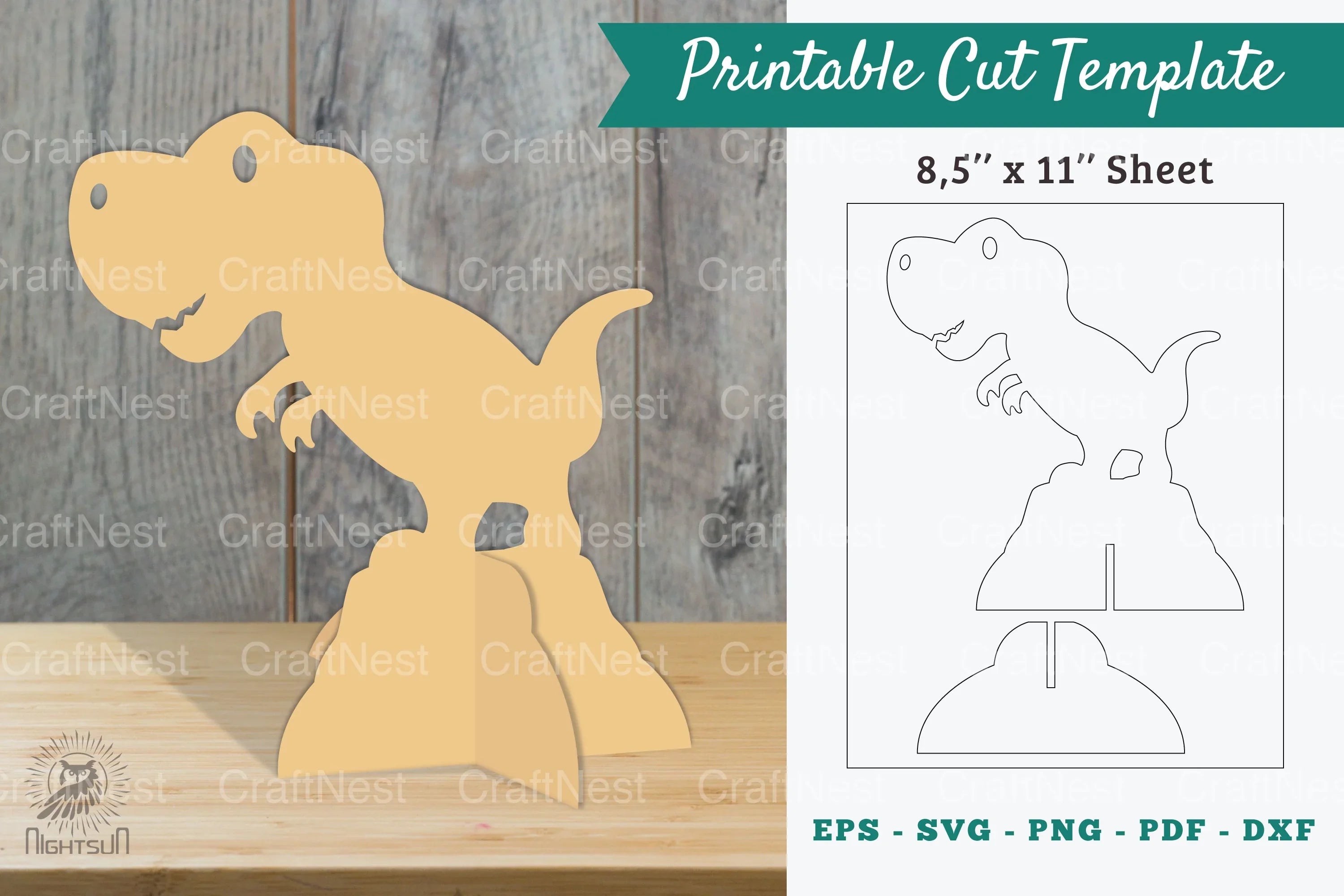 Baby Dinosaur Printable Cut Template - Clipart Bundle - CraftNest - Digital Crafting and Art