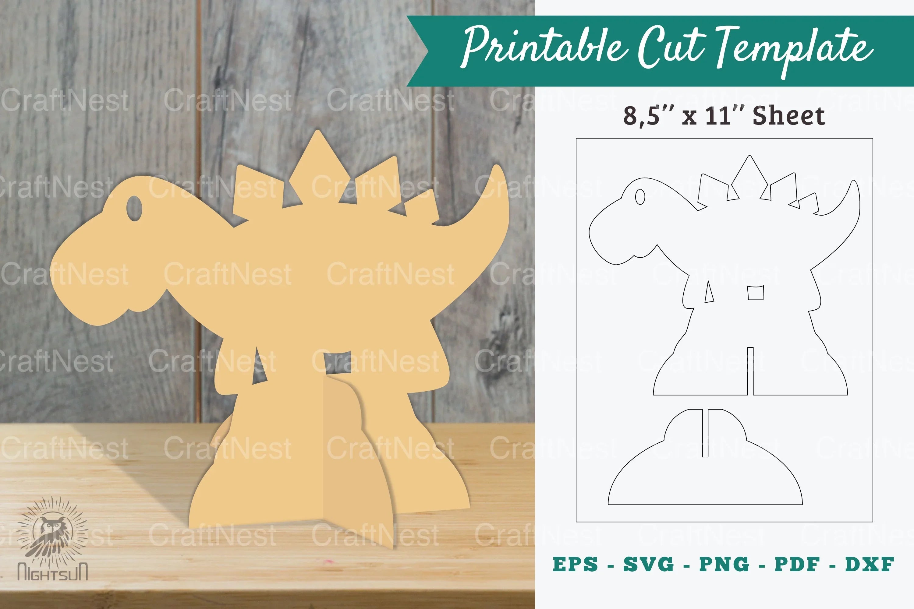 Baby Dinosaur Printable Cut Template - Clipart Bundle - CraftNest - Digital Crafting and Art