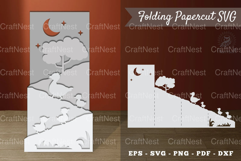Baby Duck and Mom Papercut Clipart Bundle - CraftNest - Digital Crafting and Art