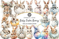 Baby Easter Bunny Clipart Bundle - CraftNest - Digital Crafting and Art