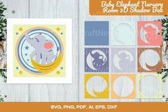Baby Elephant Nursery Room 3D Shadow Box SVG Bundle - CraftNest - Digital Crafting and Art