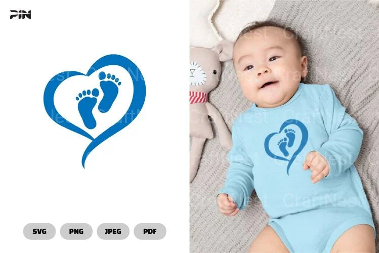 Baby Footprint Cute Baby SVG Bundle - CraftNest - Digital Crafting and Art
