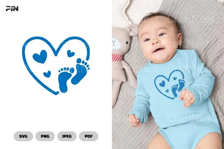 Baby Footprint Cute Baby SVG Bundle - CraftNest - Digital Crafting and Art