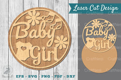 Baby Girl Laser Cut Sign SVG Bundle - CraftNest - Digital Crafting and Art