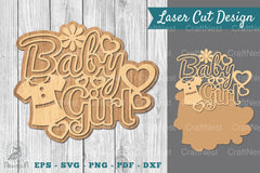 Baby Girl Laser Cut Sign Clipart Bundle - CraftNest - Digital Crafting and Art