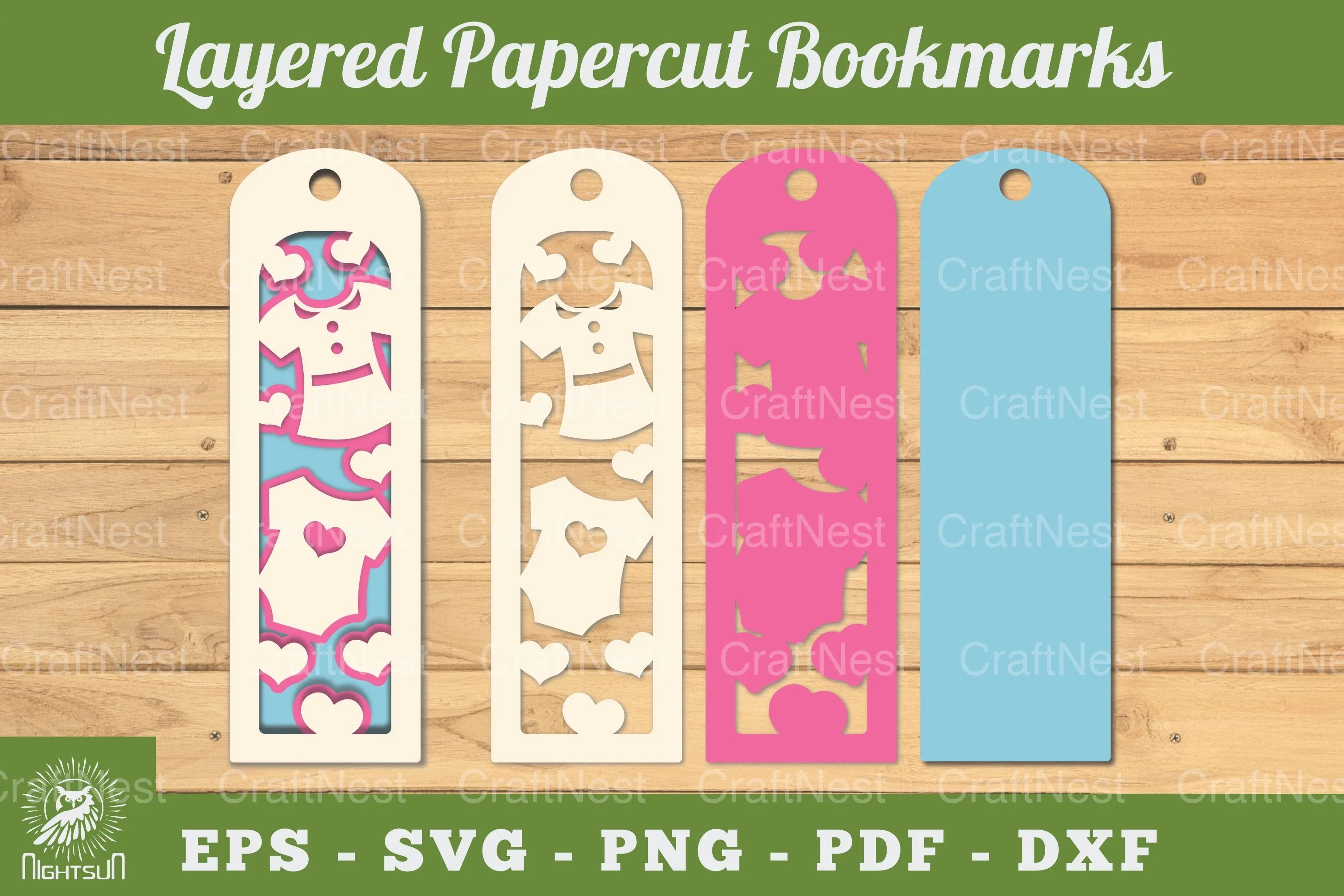 Baby Girl Papercut Bookmark SVG Clipart - CraftNest - Digital Crafting and Art