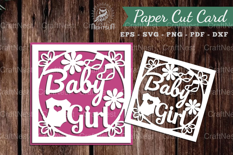 Baby Girl Papercut Card SVG Bundle - CraftNest - Digital Crafting and Art
