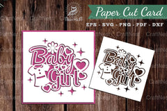 Baby Girl Papercut Card SVG Bundle - CraftNest - Digital Crafting and Art