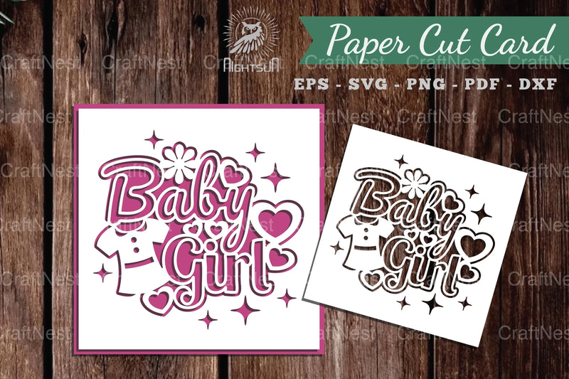 Baby Girl Papercut Card SVG Bundle - CraftNest - Digital Crafting and Art