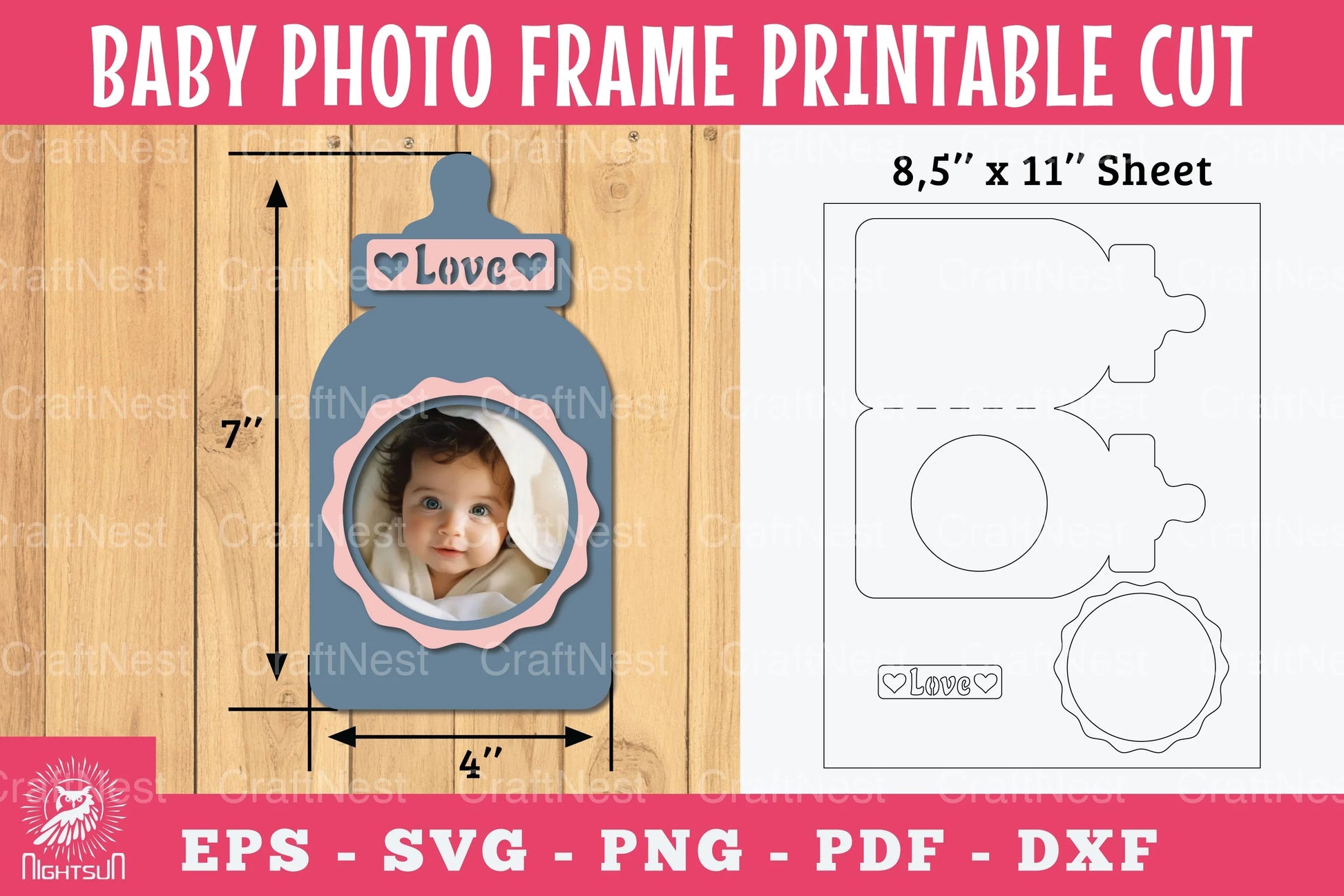 Baby Photo Frame Papercut Craft Template - CraftNest - Digital Crafting and Art
