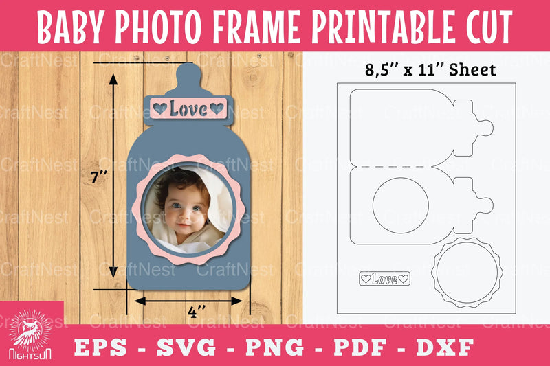 Baby Photo Frame Papercut Craft Template - CraftNest - Digital Crafting and Art