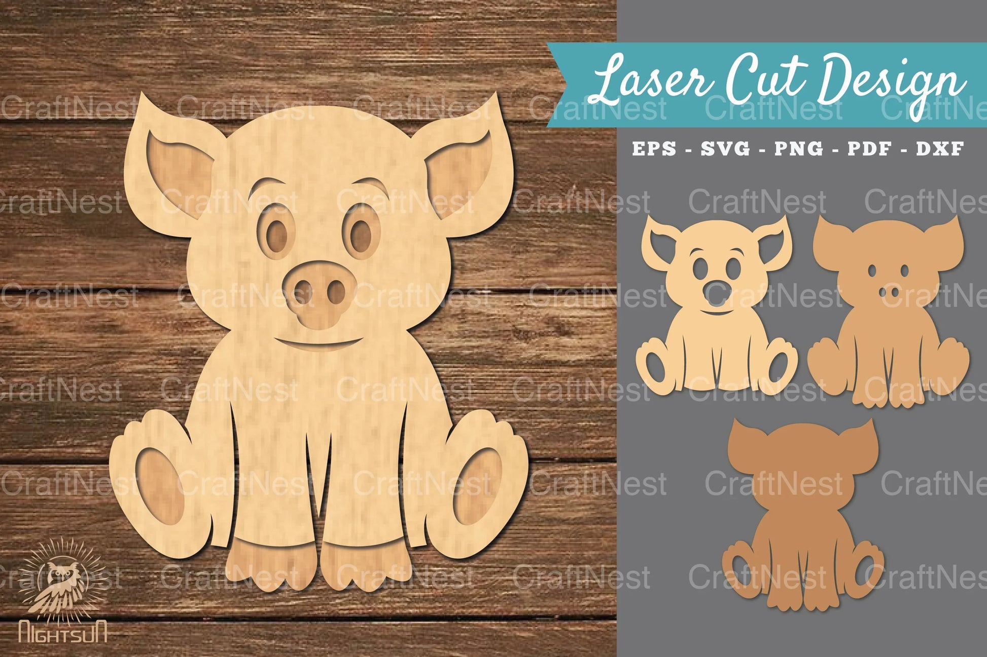 Baby Pig 3D Laser Cut Clipart Bundle - CraftNest - Digital Crafting and Art