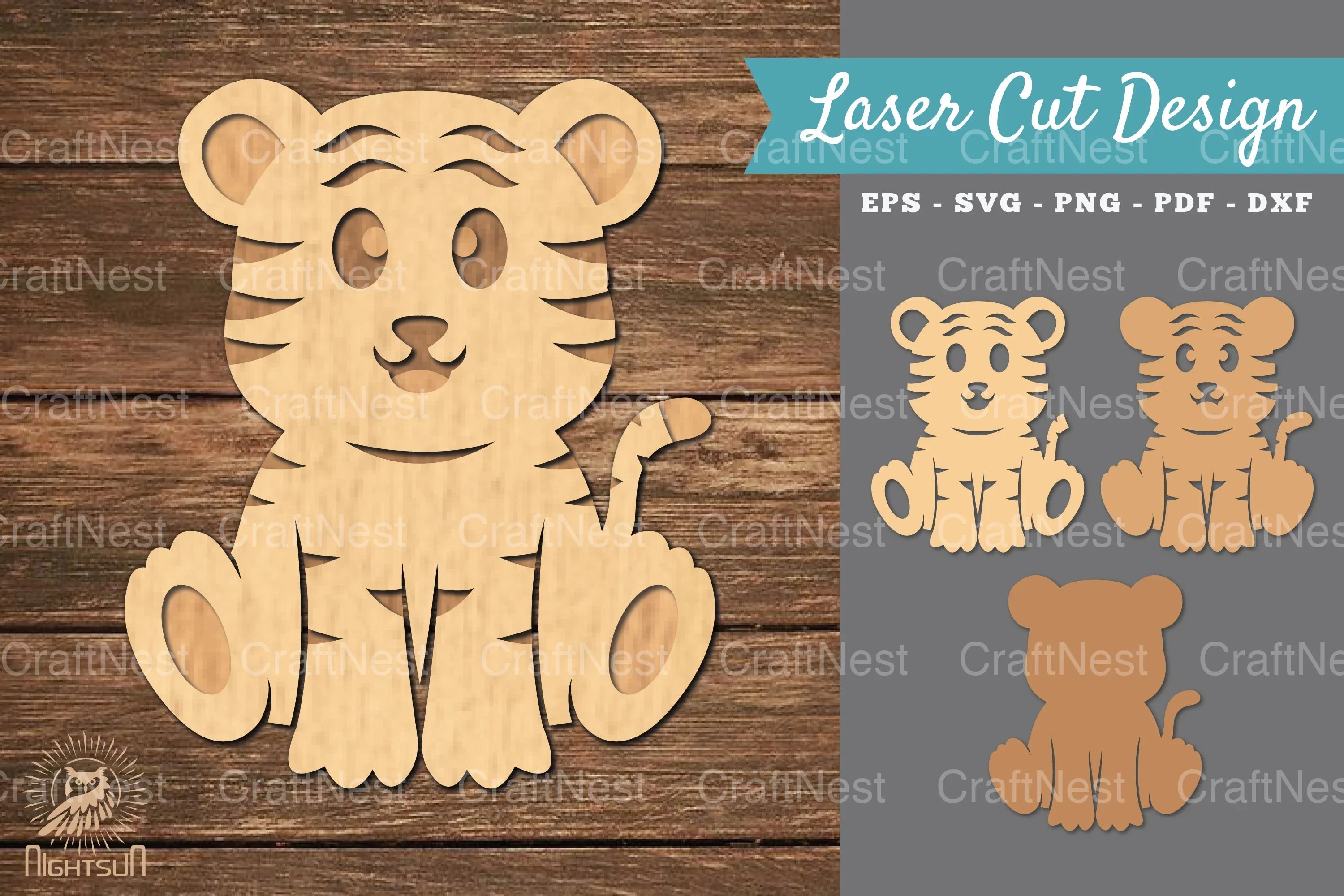 Baby Tiger 3D Laser Cut Clipart Bundle - CraftNest - Digital Crafting and Art