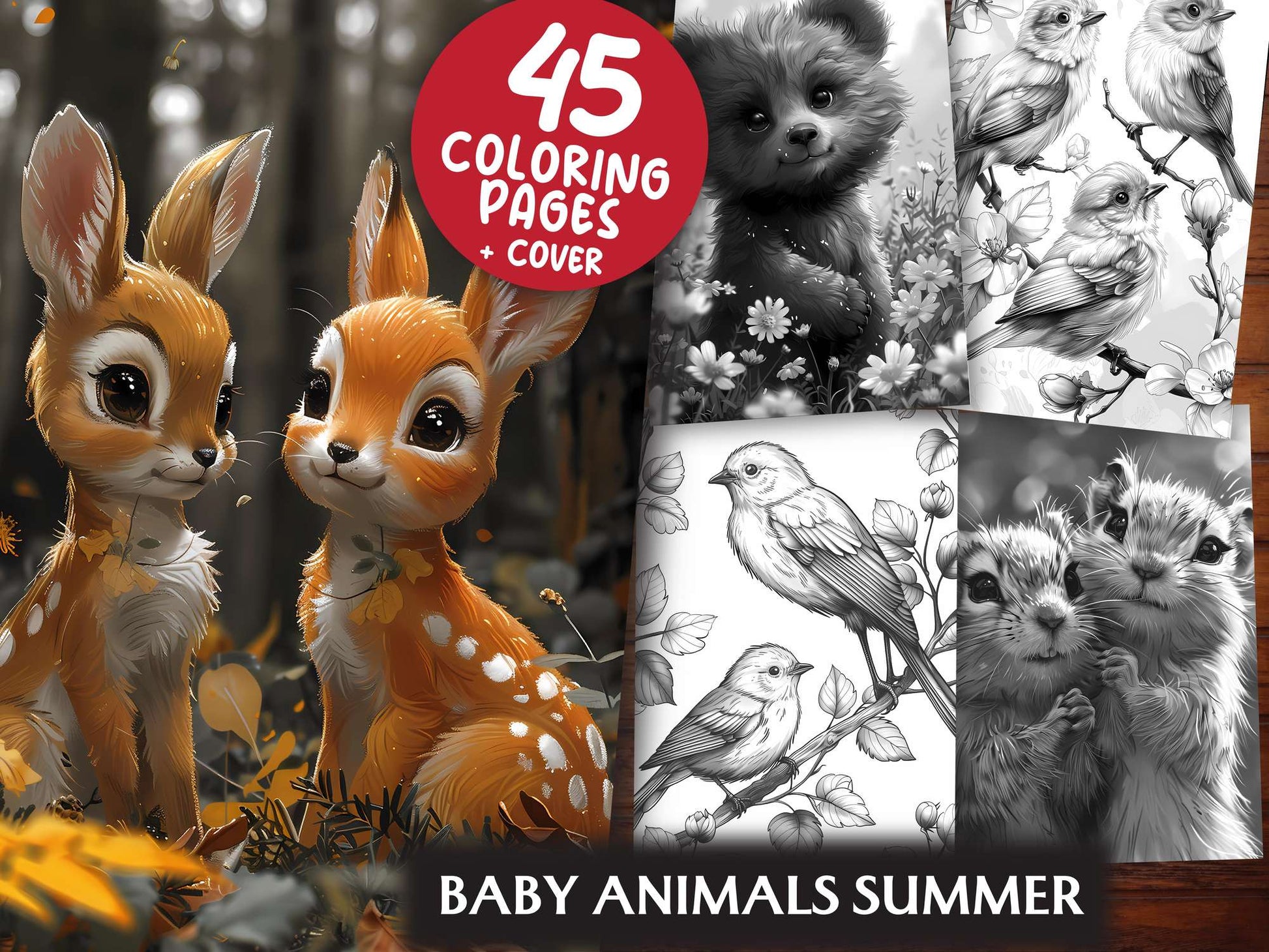 Baby Animals Summer Coloring Books - CraftNest - Digital Crafting and Art