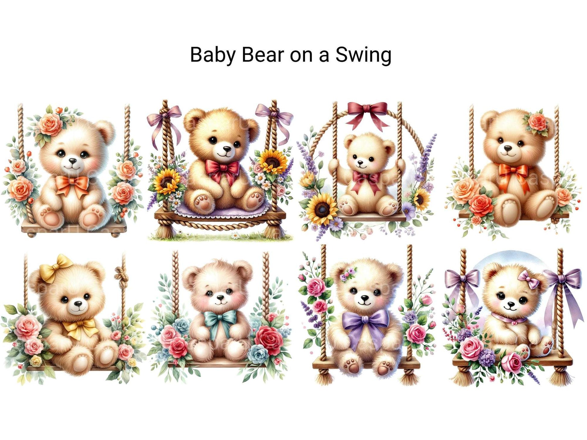 Baby Bear on Swing - CraftNest - Digital Crafting and Art