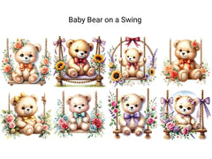 Baby Bear on Swing - CraftNest - Digital Crafting and Art