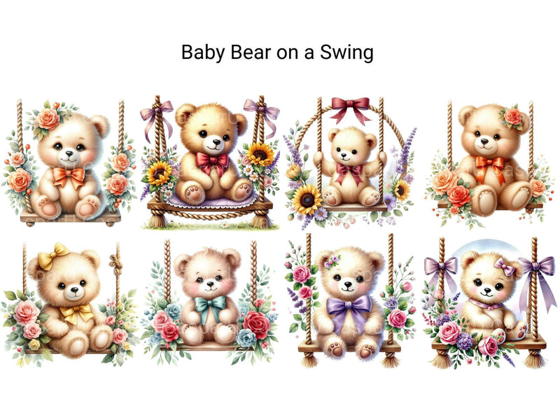 Baby Bear on Swing - CraftNest - Digital Crafting and Art