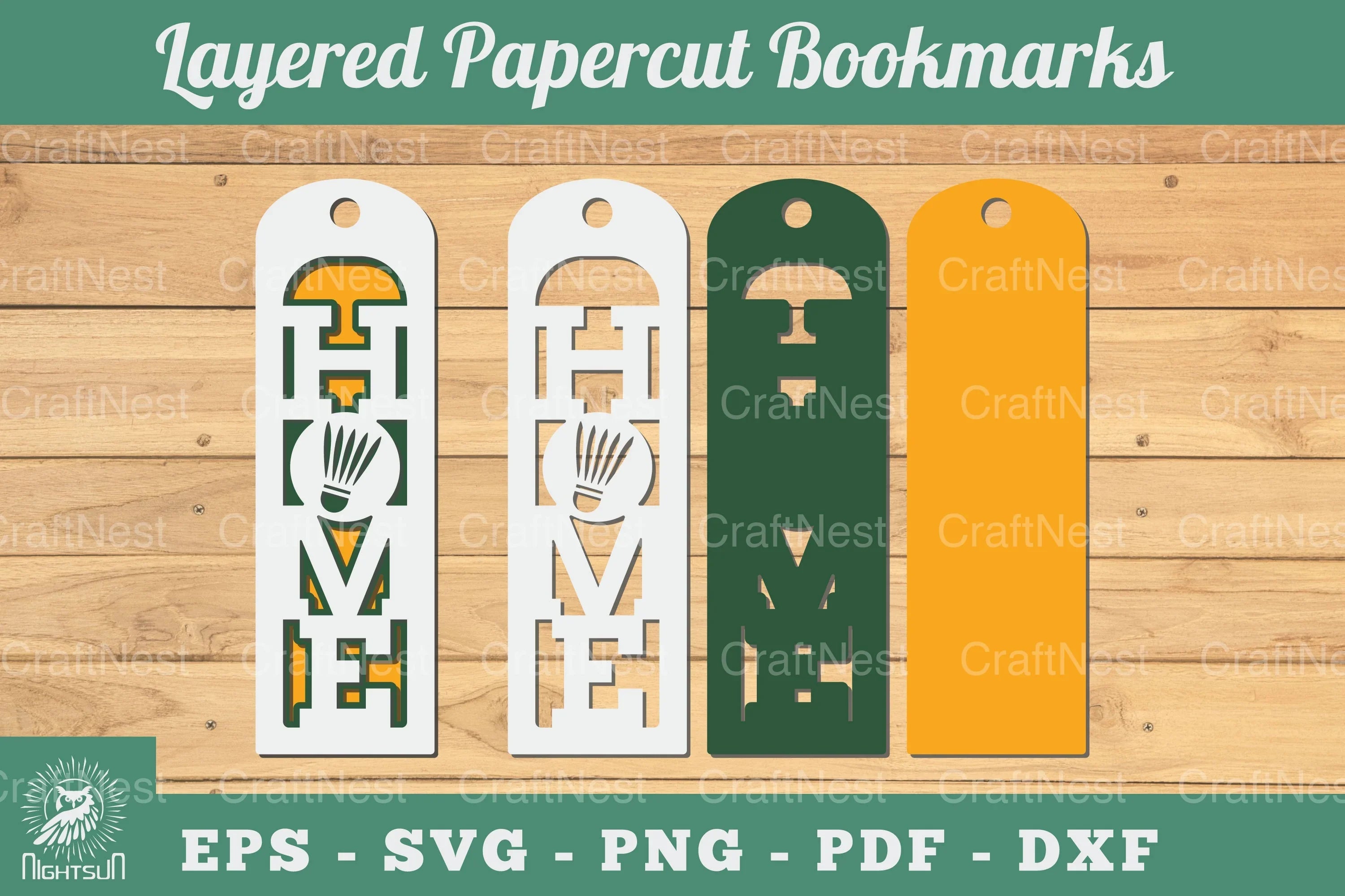Badminton Ball Home 3D Papercut Bookmarks Bundle - CraftNest - Digital Crafting and Art