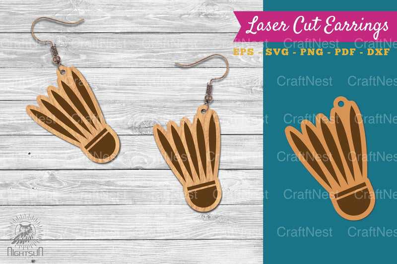 Badminton Ball Laser Cut Earrings Design Bundle - CraftNest - Digital Crafting and Art