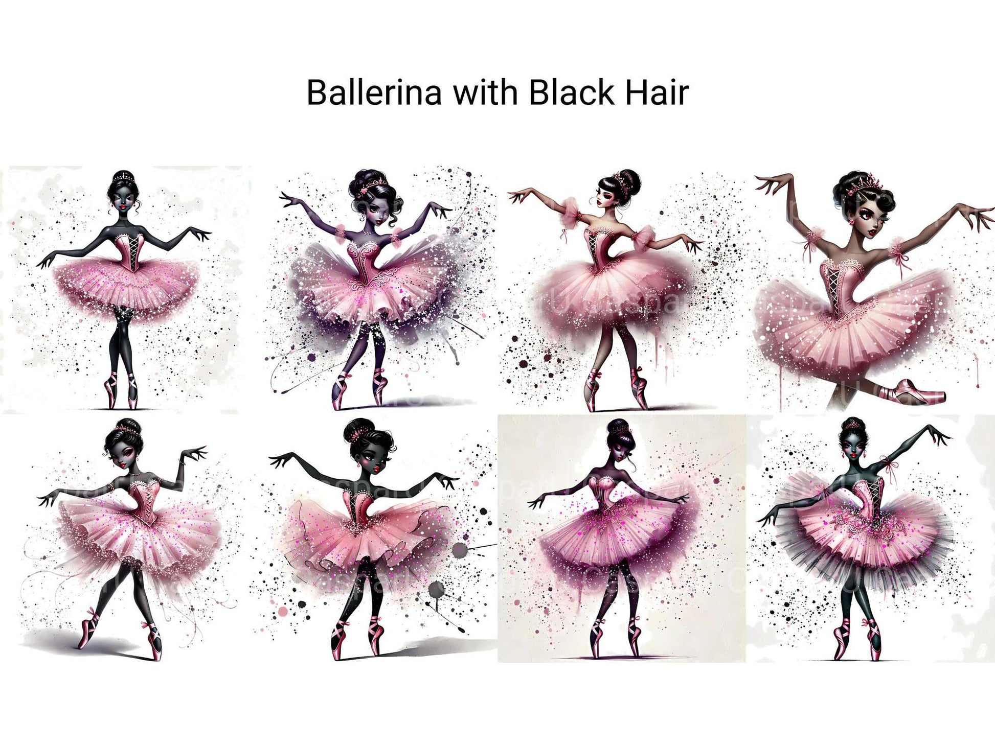 Ballerina with Black Hair - CraftNest - Digital Crafting and Art