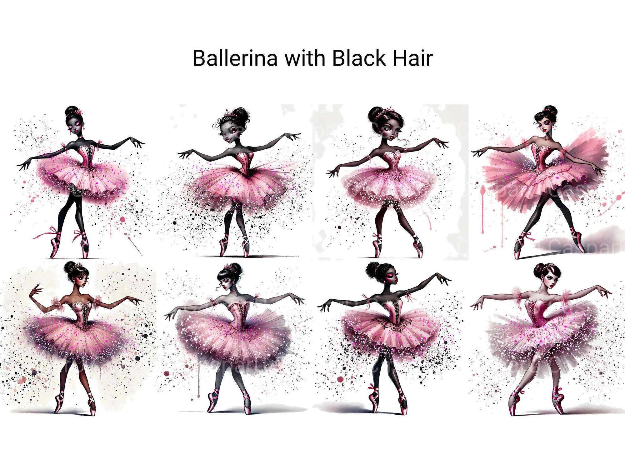 Ballerina with Black Hair - CraftNest - Digital Crafting and Art