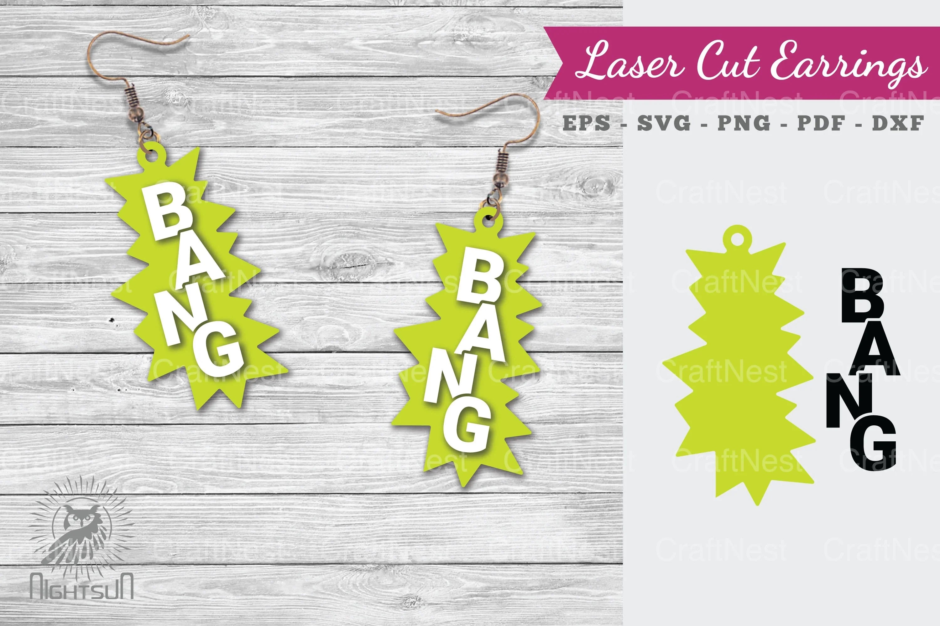 Bang Laser Cut Earrings SVG Bundle - CraftNest - Digital Crafting and Art