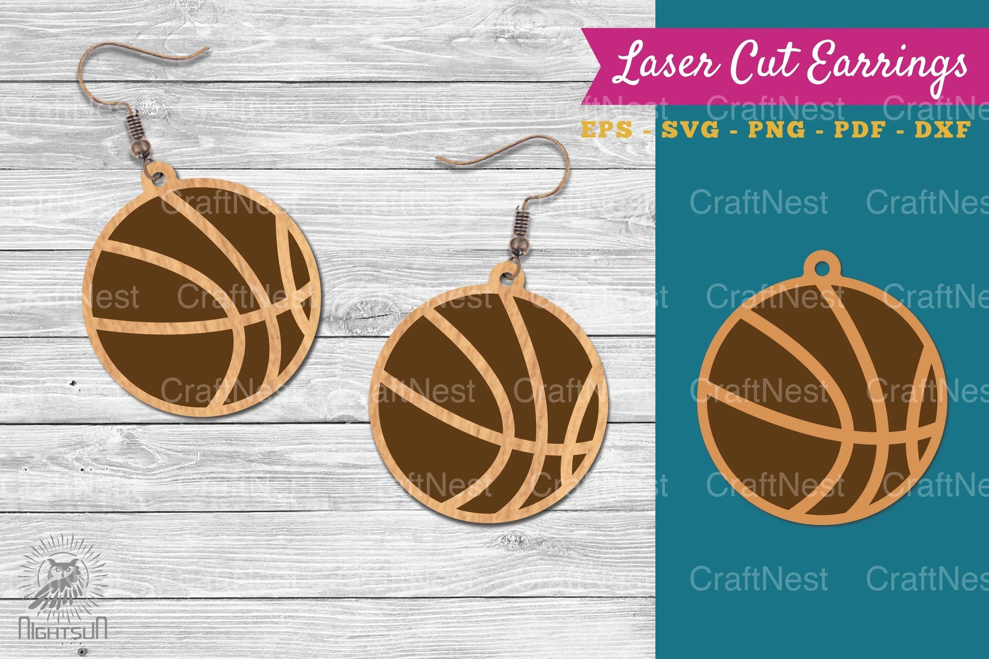 Basketball Laser Cut Earrings SVG Bundle - CraftNest - Digital Crafting and Art