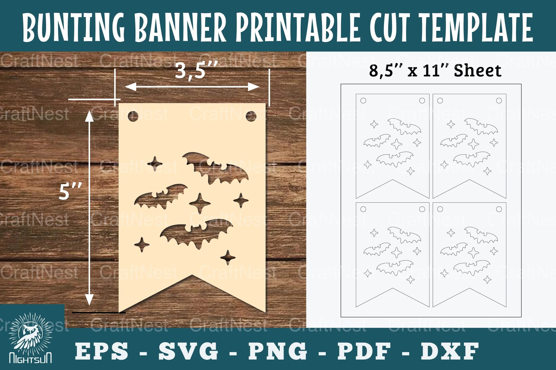 Bat Bunting Banner Printable - Clipart Bundle - CraftNest - Digital Crafting and Art