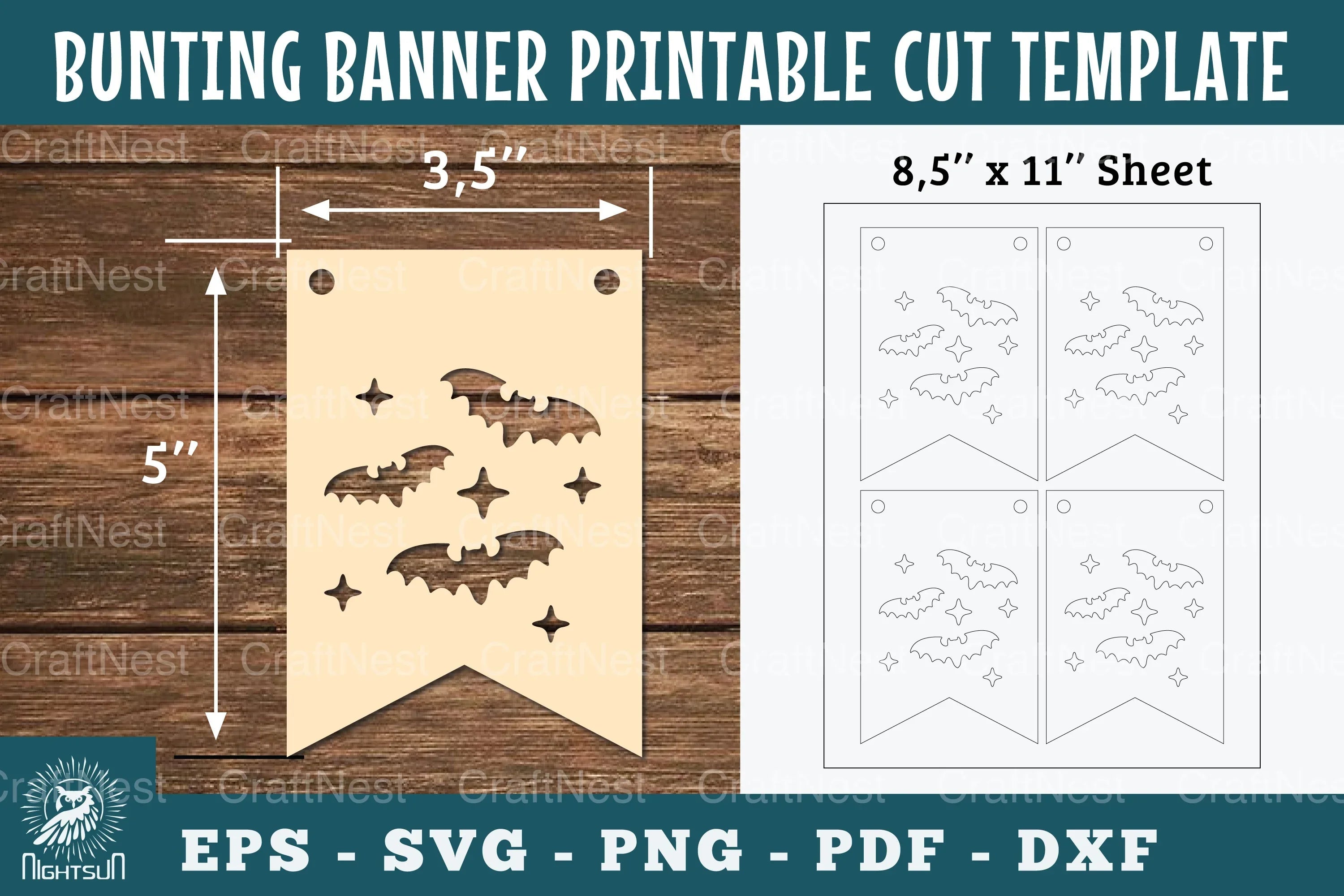 Bat Bunting Banner Printable - Clipart Bundle - CraftNest - Digital Crafting and Art