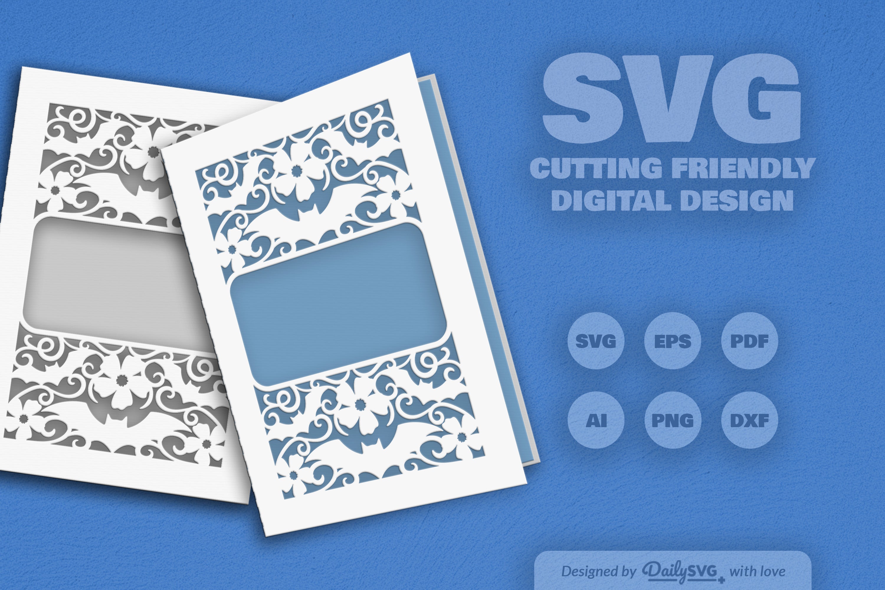 Daily SVG Bundles Bats and Floral Greeting Card Papercut Clipart