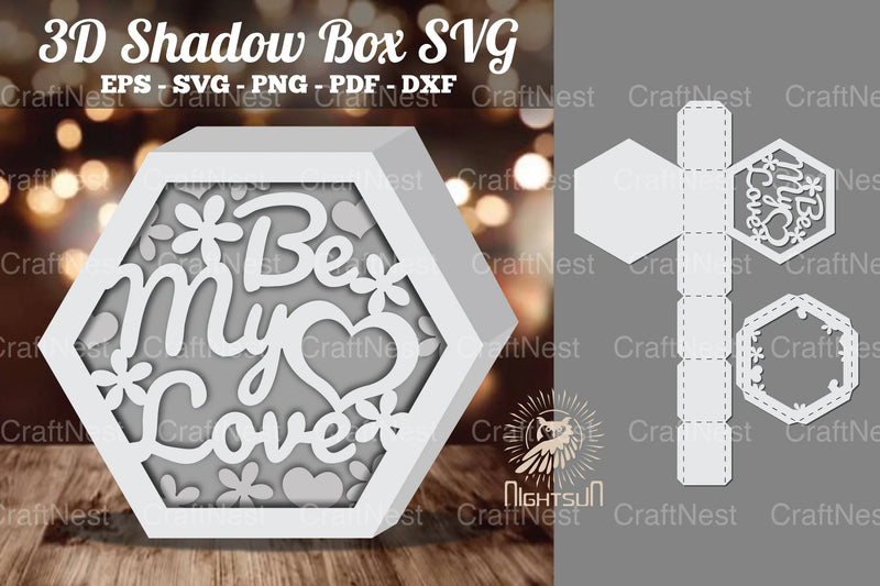 Be My Love Hexagon Shadow Box Clipart Bundle - CraftNest - Digital Crafting and Art