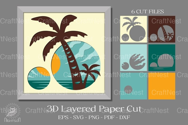 Beach 3D Paper Cut Clipart Bundle - CraftNest - Digital Crafting and Art