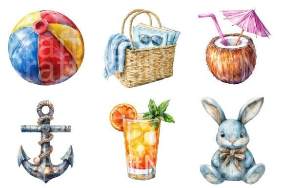 Beach Holiday Clipart Bundle 3 - CraftNest - Digital Crafting and Art