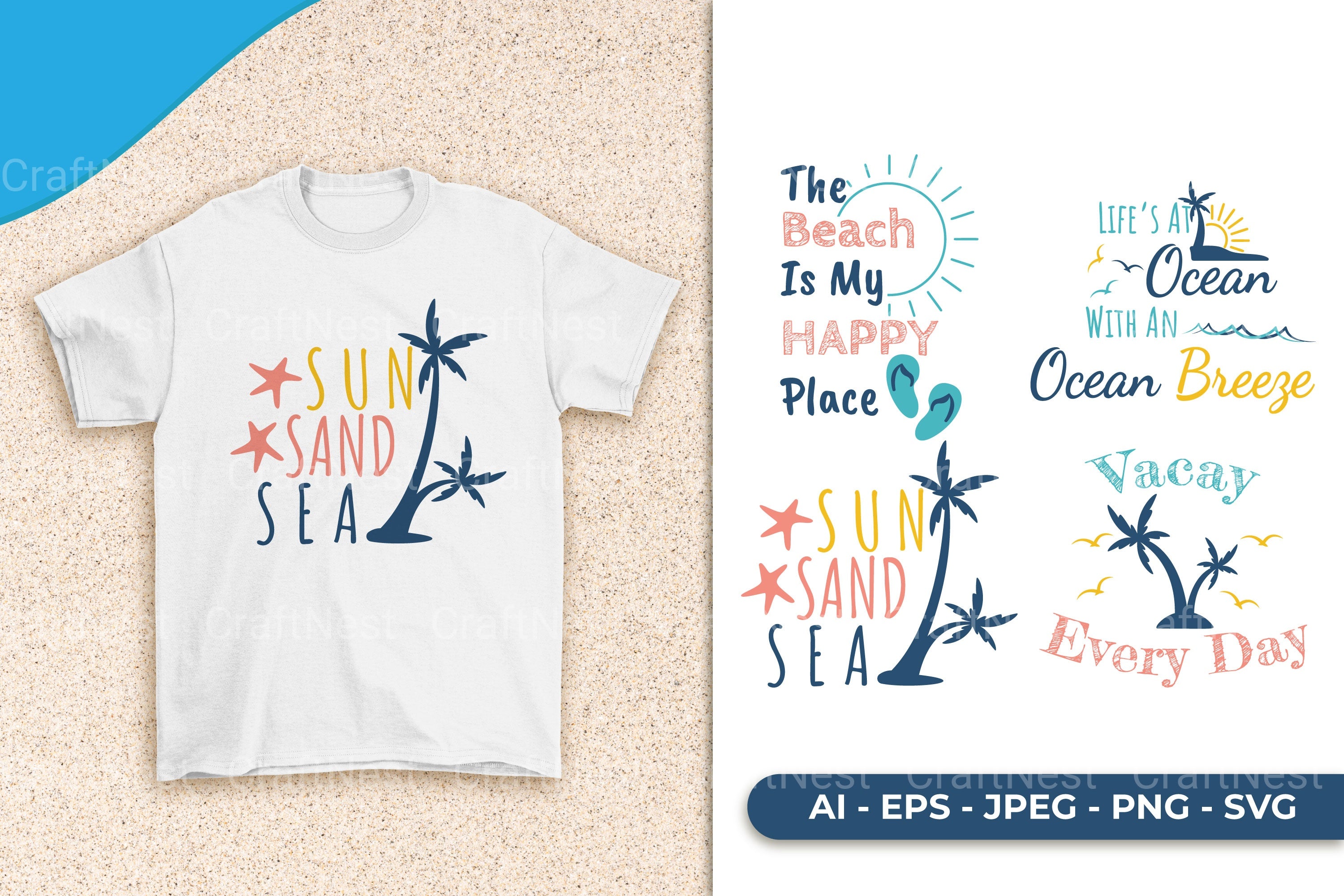 Beach Quote SVG Bundle - Clipart Collection