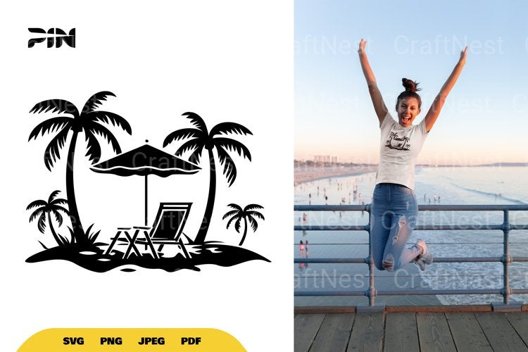 Beach Silhouette SVG Bundle Clipart - CraftNest - Digital Crafting and Art