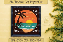Beach Sunset 3D Layered Paper Cut Clipart Bundle - CraftNest - Digital Crafting and Art