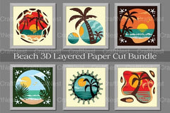 Beach Sunset 3D Layered Paper Cut Clipart Bundle - CraftNest - Digital Crafting and Art