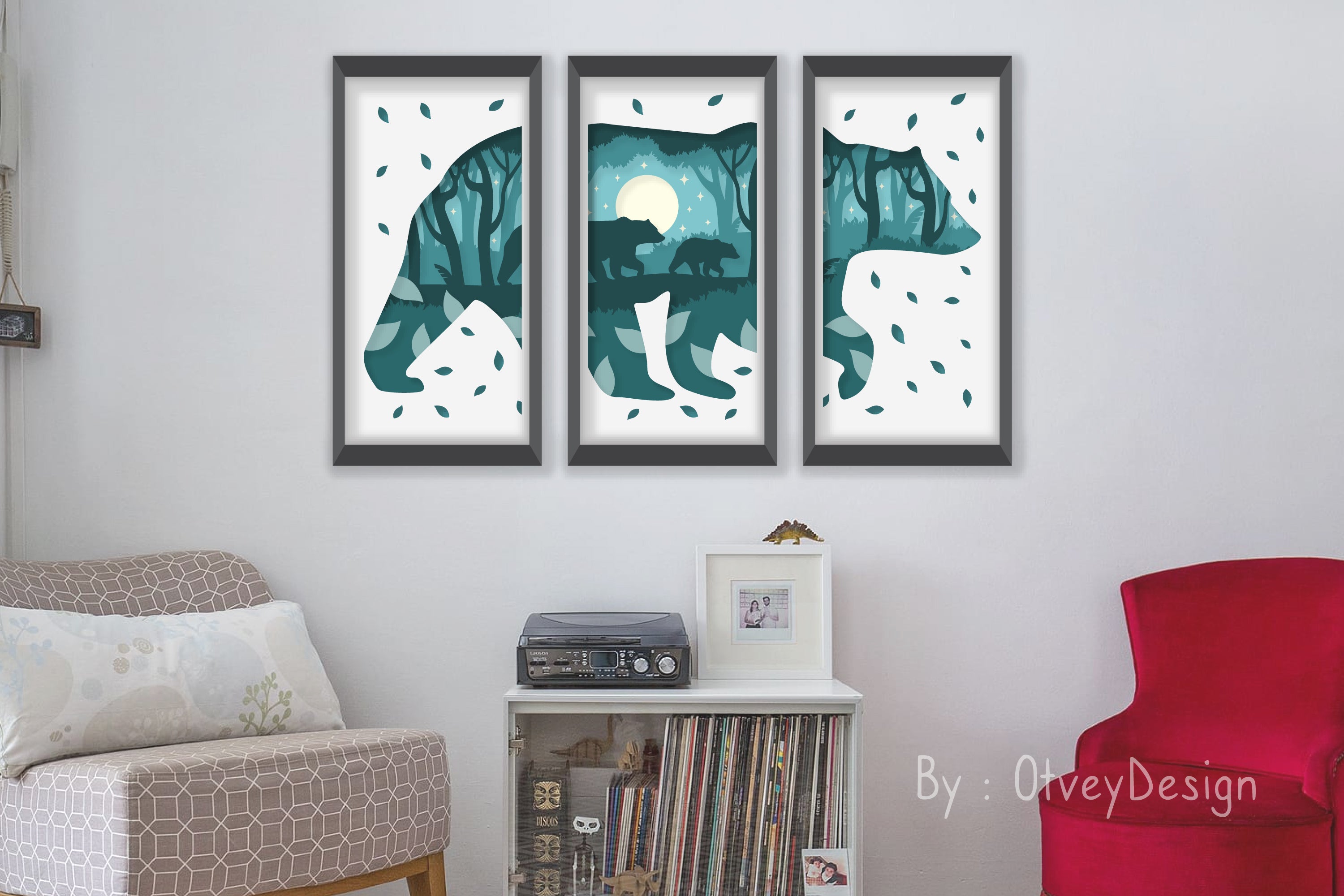 Bear Continuous Layered Papercut 3D SVG Bundle