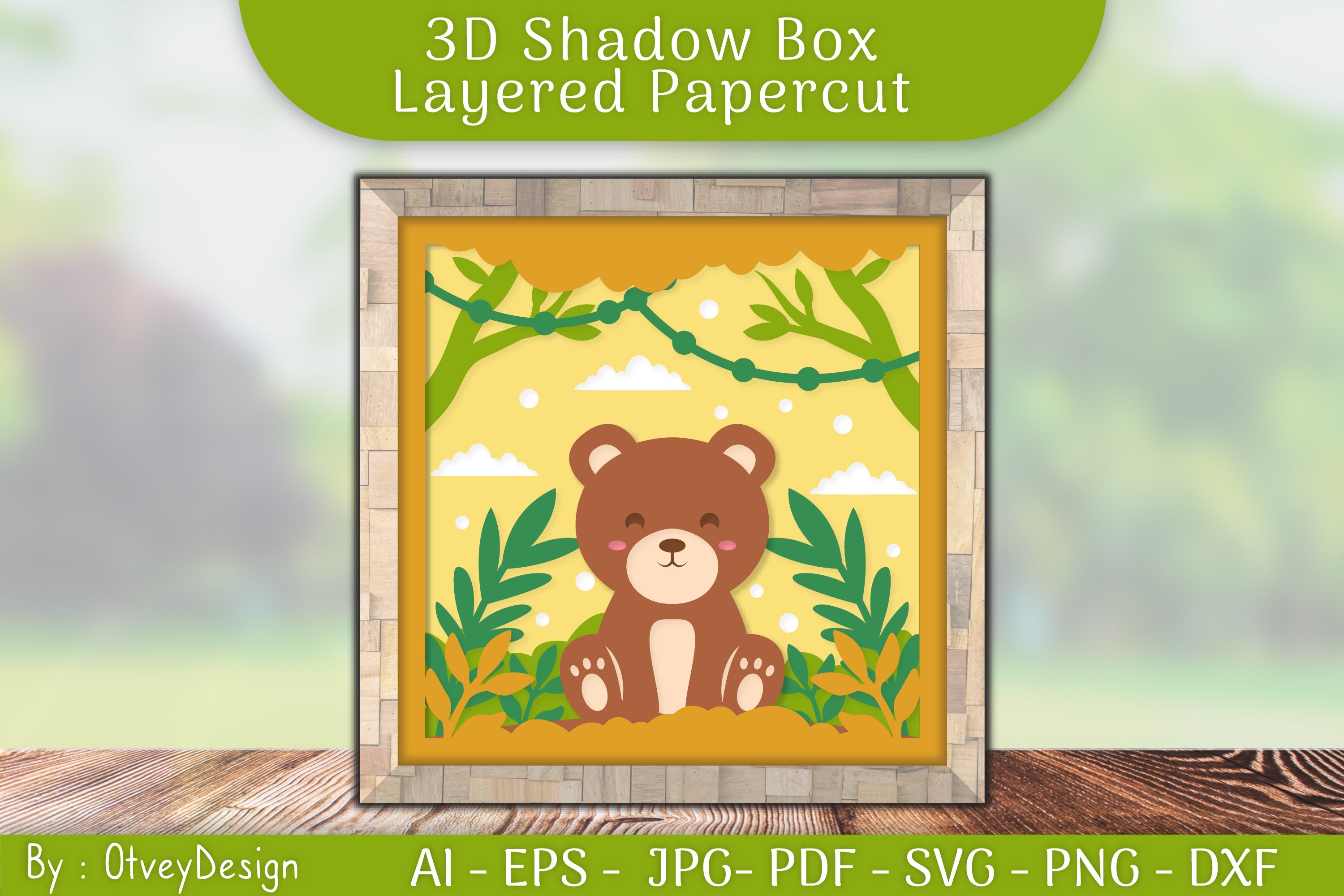 Bear Animals Shadow Box Layered Papercut SVG Bundle