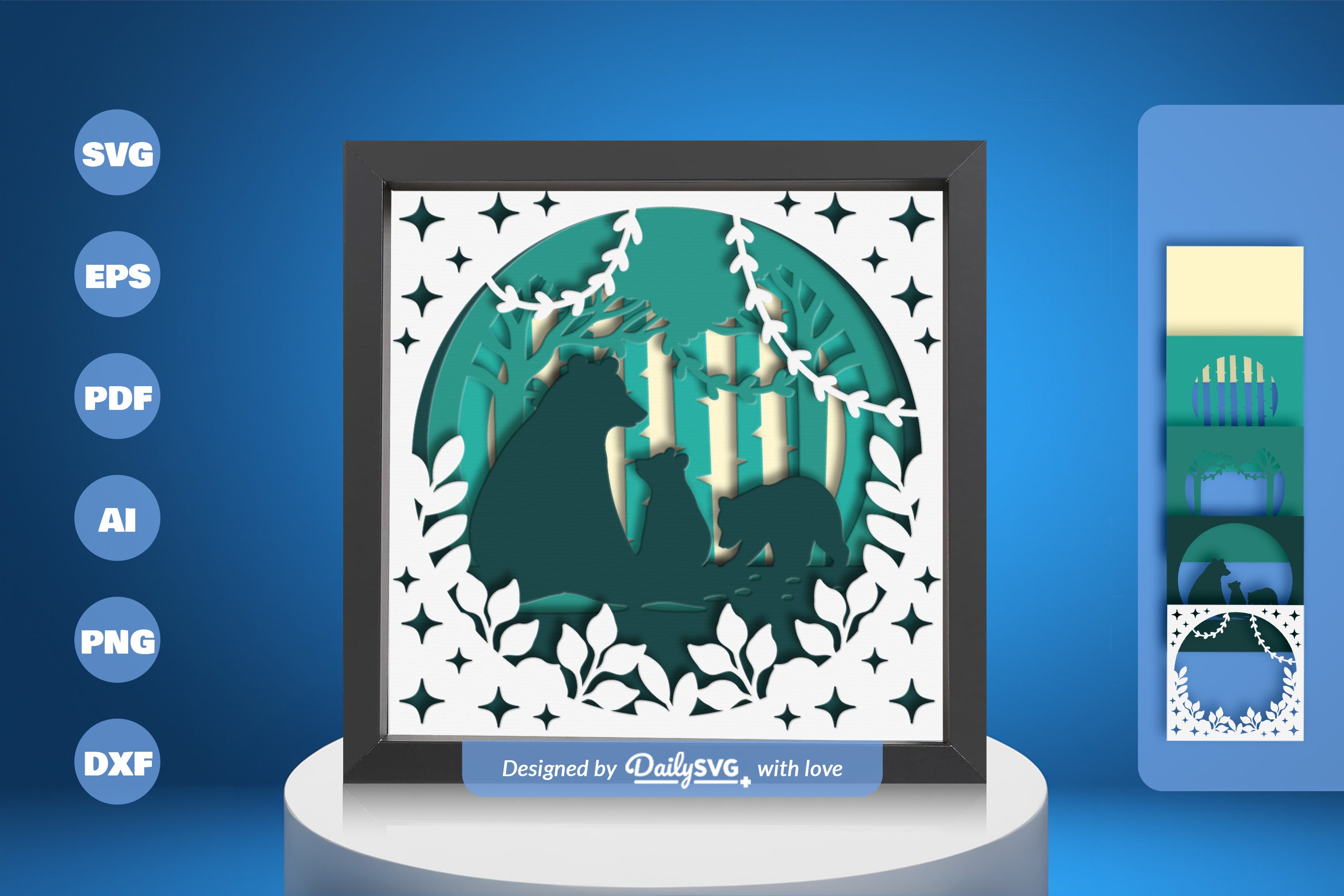 Bear Family Papercut SVG Bundle: Wild Nature Designs