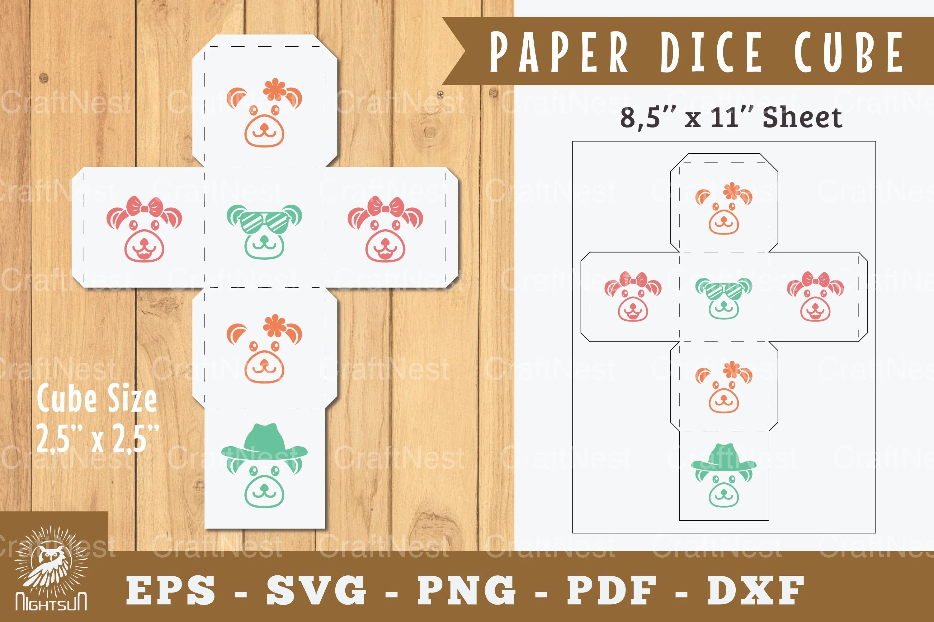 Bear Paper Dice Cube Printable - Clipart Bundle - CraftNest - Digital Crafting and Art
