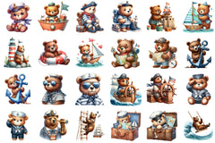 Bear Sailor Nautical Clipart Bundle 2 - CraftNest - Digital Crafting and Art