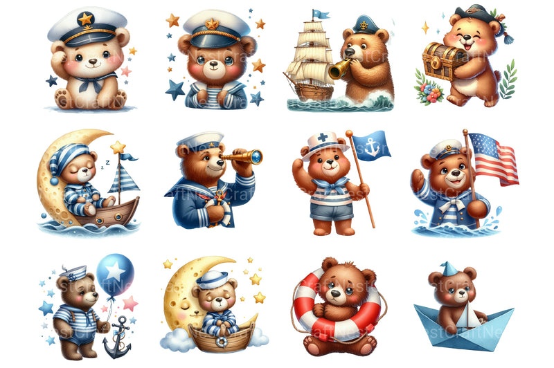 Bear Sailor Nautical Clipart Bundle 2 - CraftNest - Digital Crafting and Art