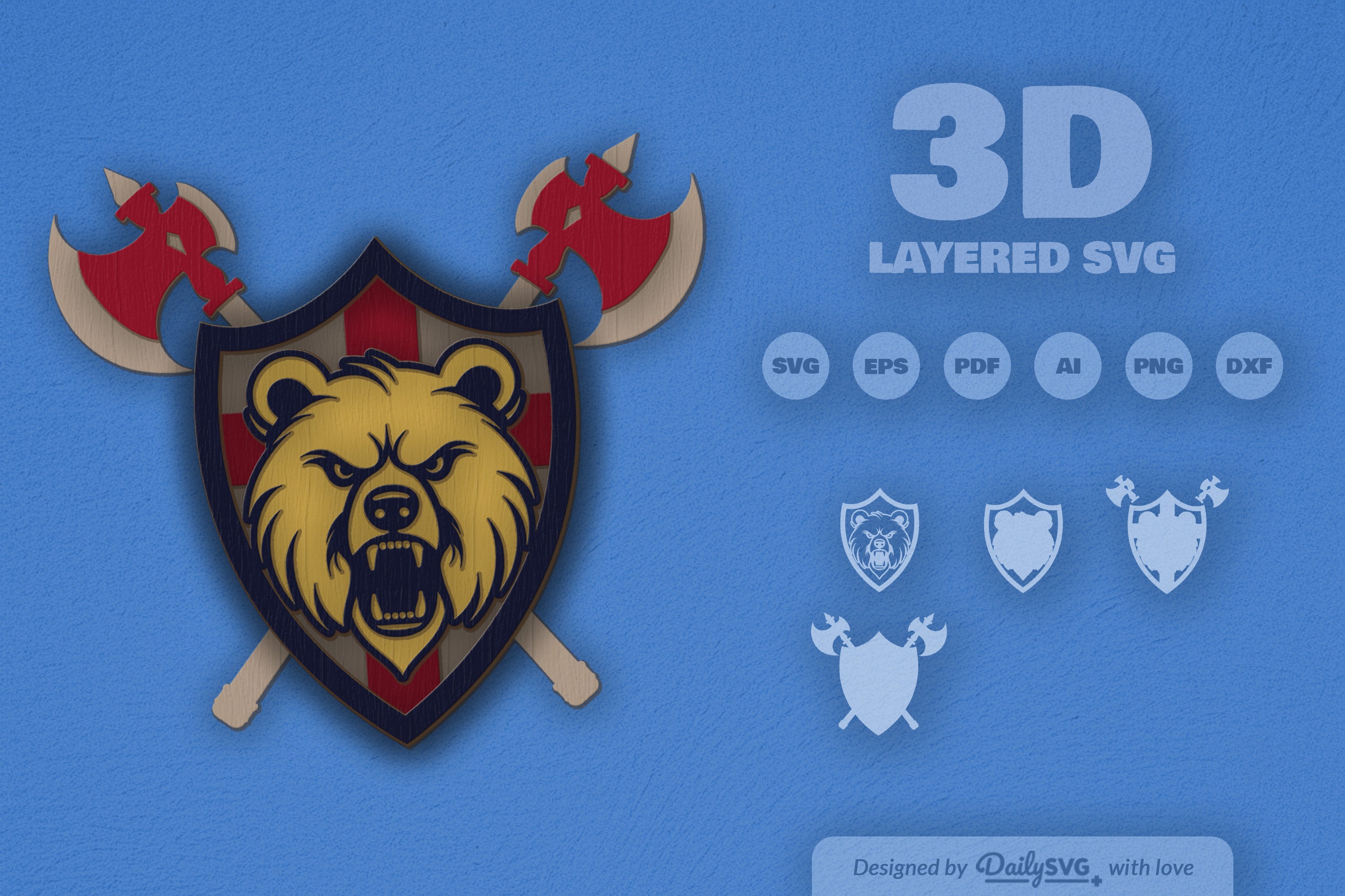 Bear Shield Laser Cut SVG Bundle