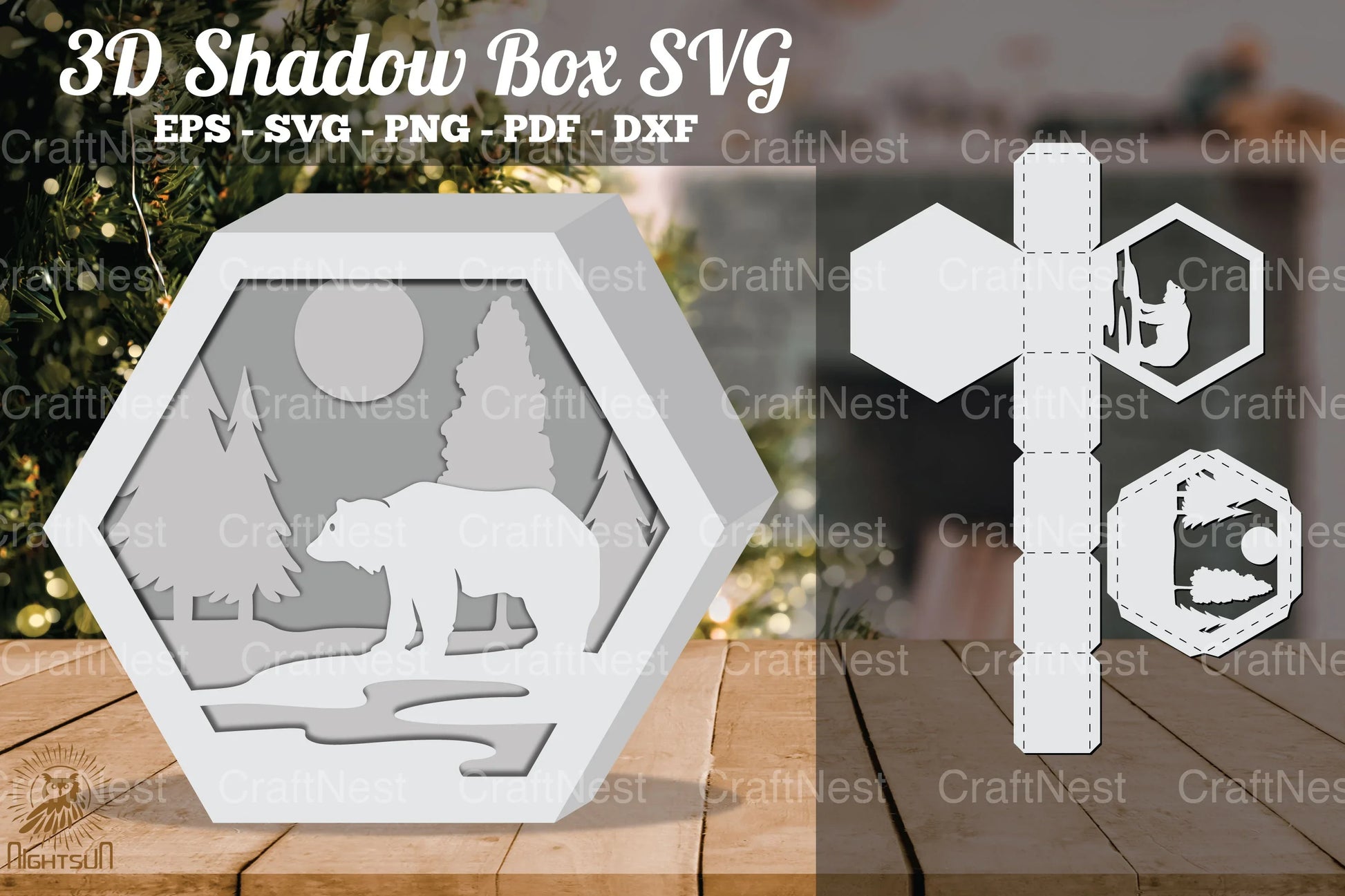 Bear in Forest 3D Shadow Box Clipart Bundle - CraftNest - Digital Crafting and Art