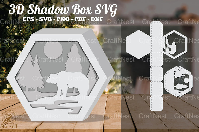 Bear in Forest 3D Shadow Box Clipart Bundle - CraftNest - Digital Crafting and Art